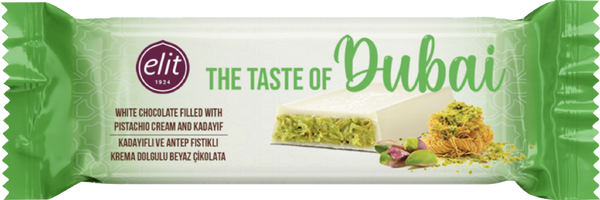 Elit Dubai White Milk Chocolate with Pistachio Cream & Kadayif Mini (Dubai) 30g
