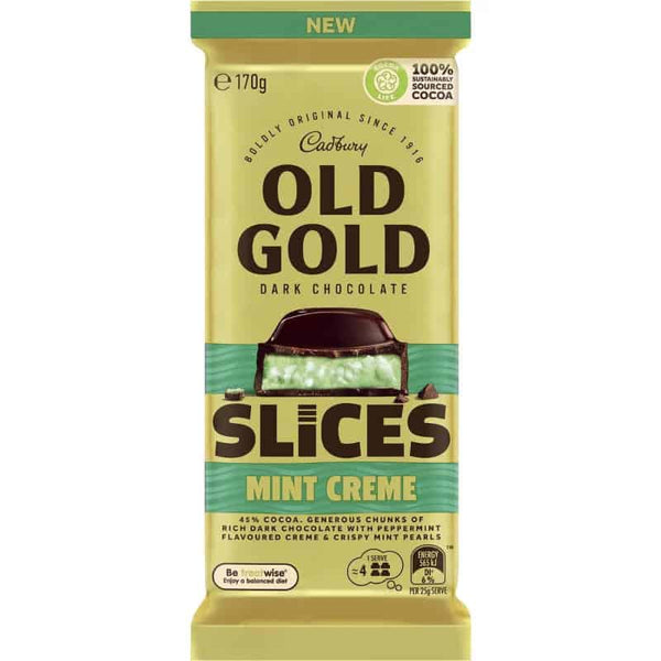 Cadbury Old Gold Slices Mint Crème (Australia) 176g